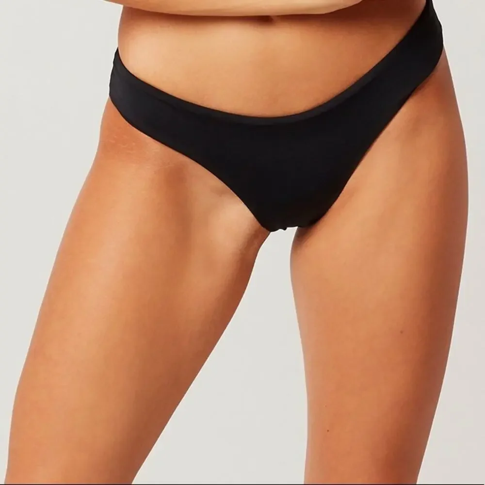 NWT L*Space Rio Seamless Itsy Cheeky Coverage Bikini Bottom Black Bestseller $70